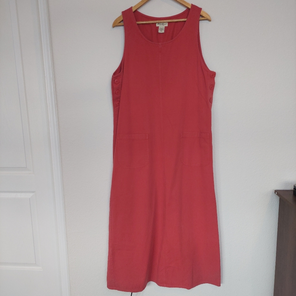 Vintage Eddie Bauer Front Pocket Farm Chore Maxi Dress Size Medium‎ Tall